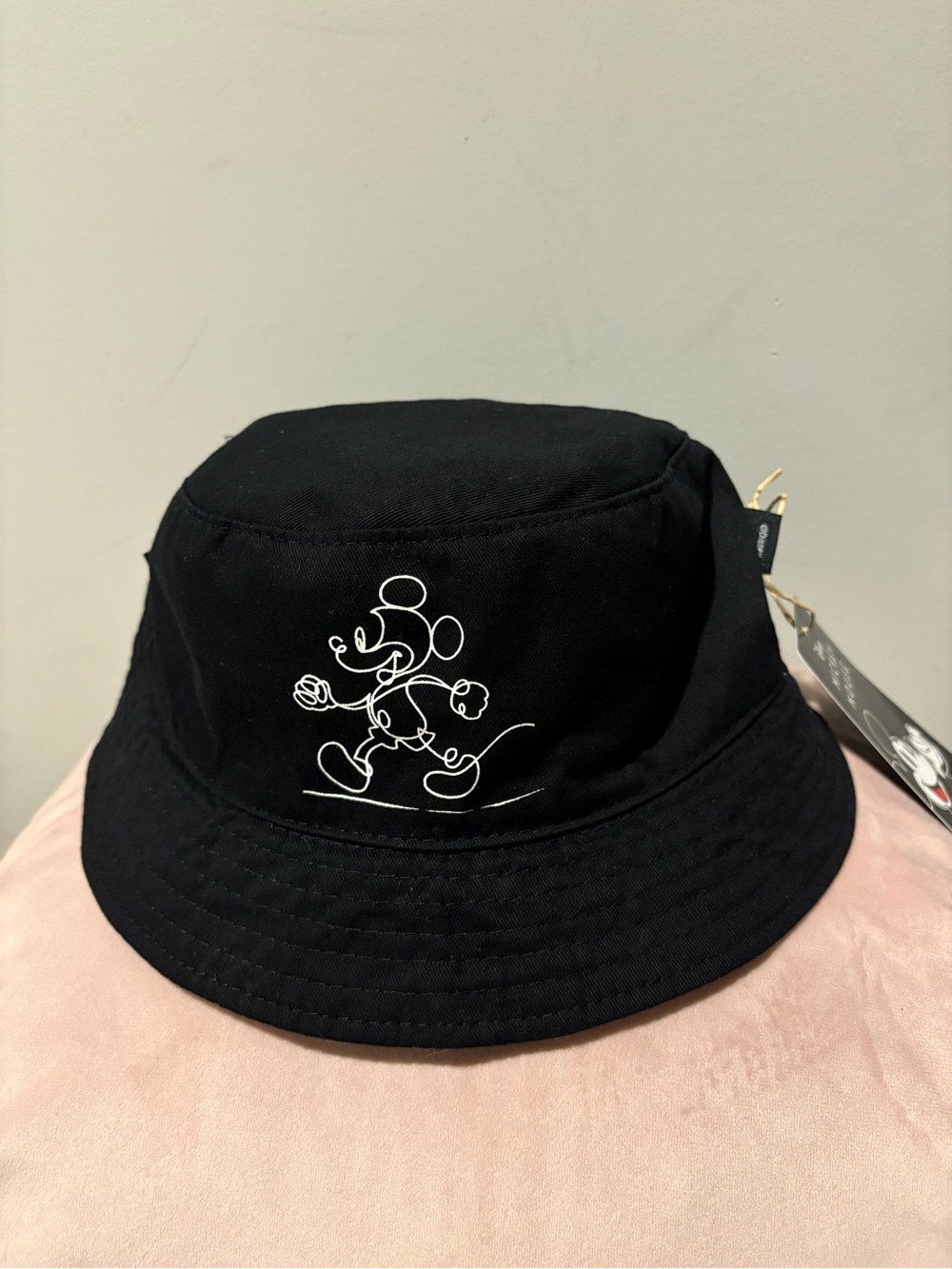 Disney Mickey Mouse Reversible Bucket Hat Black White NWT 100% Cotton